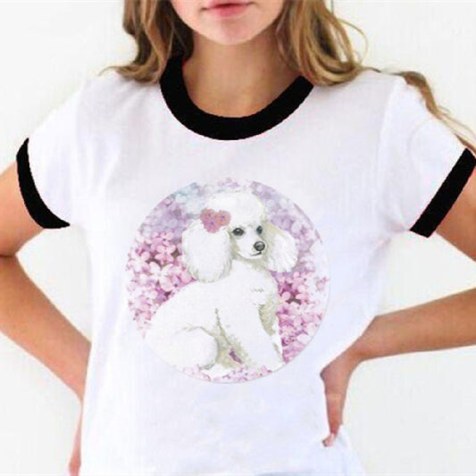 Cute Graffiti Animal Print White T-shirt